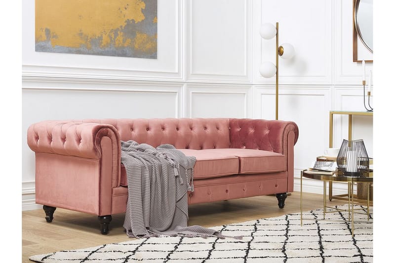 Casonya 3-seter Sofa - Rosa/Fløyel - Møbler - Sofaer - Sofa 3 seter