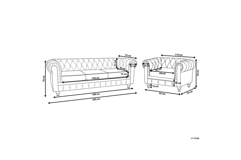 Casonya Sofagruppe - Gul/Fløyel - Møbler - Sofaer - Sofa 3 seter