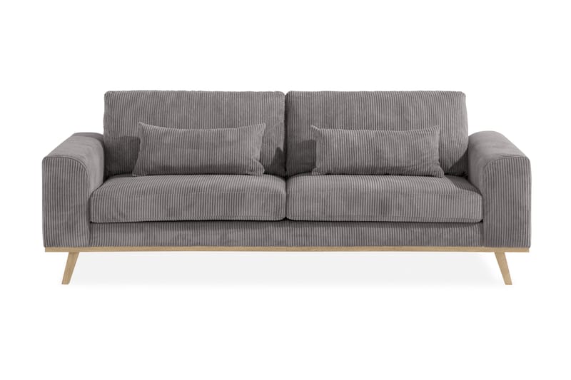 Copenhagen 3-seter Sofa Cordfløyel - Grå - Skinnsofaer - Fløyel sofaer - Sofa 3 seter - 4 seter sofa - Sofaer - 2 seter sofa