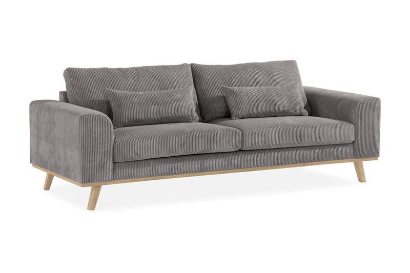 Copenhagen 3-seter Sofa Cordfløyel - Grå - Skinnsofaer - Fløyel sofaer - Sofa 3 seter - 4 seter sofa - Sofaer - 2 seter sofa