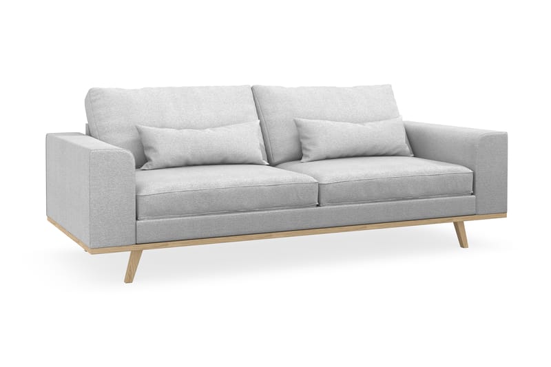 Copenhagen 3-seters Sofa Lin - Lysegrå - Skinnsofaer - Fløyel sofaer - Sofa 3 seter - 4 seter sofa - Sofaer - 2 seter sofa