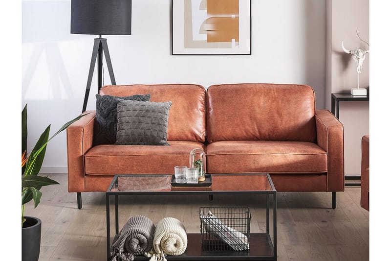 Derlen 3-seter Sofa - Brun/Kunstskinn - Møbler - Sofaer - Sofa 3 seter