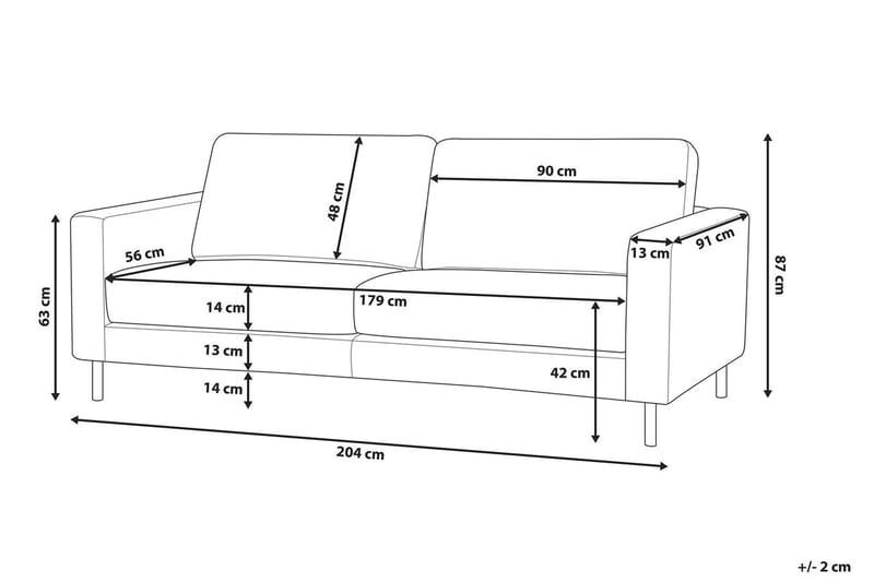 Derlen 3-seter Sofa - Brun/Kunstskinn - Møbler - Sofaer - Sofa 3 seter