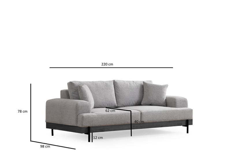 Eti Sofa 3-seter - Grå - Møbler - Sofaer - Sofa 3 seter