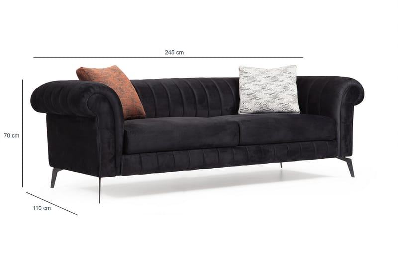 Glasnevin Sofa 3-seters - Svart - Møbler - Sofaer - Sofa 3 seter