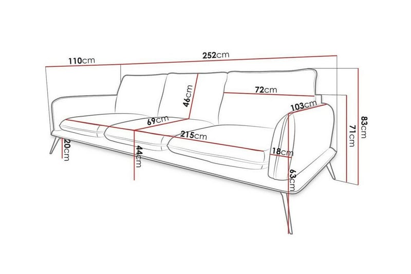 Graystone 3-seters Sofa - Brun - Møbler - Sofaer - Sofa 3 seter