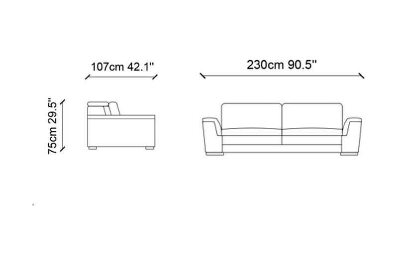 Herekino Sofa 3-seters - Grå - Møbler - Sofaer - Sofa 3 seter