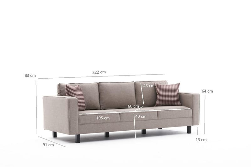 Kaletea Sofa 3-seters - Krem - Møbler - Sofaer - Sofa 3 seter