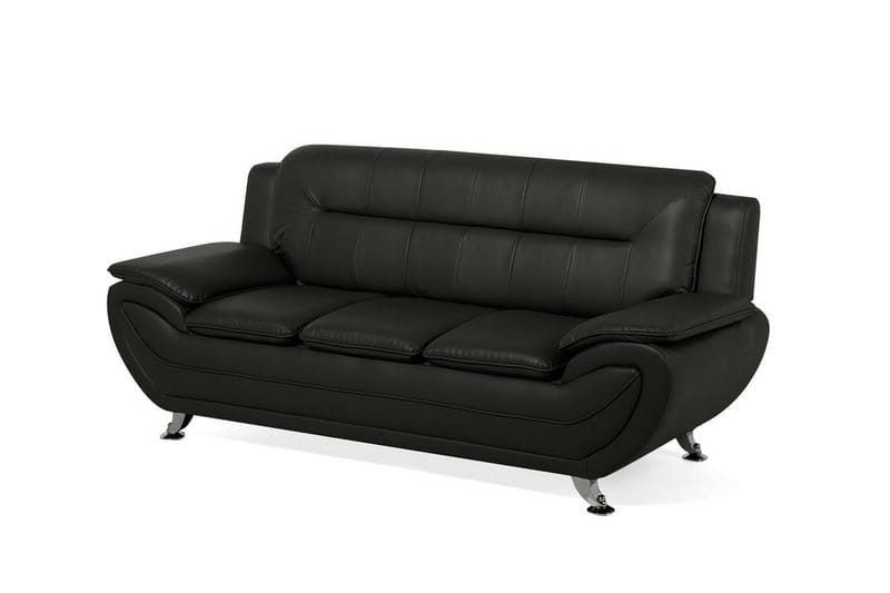 Leira 3-seters Sofa Kunstlær - Svart - Møbler - Sofaer - Sofa 3 seter