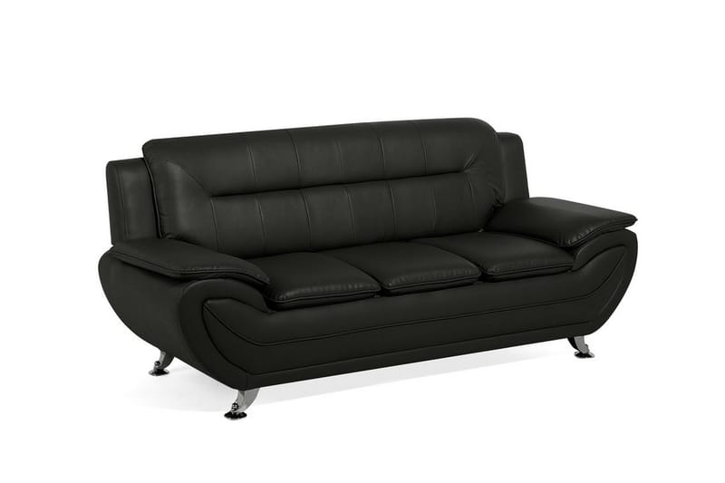 Leira 3-seters Sofa Kunstlær - Svart - Møbler - Sofaer - Sofa 3 seter