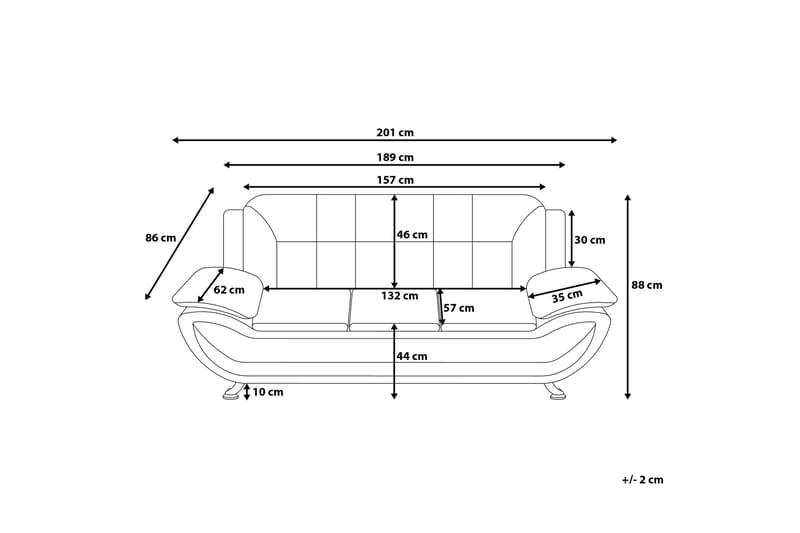 Leira 3-seters Sofa Kunstlær - Svart - Møbler - Sofaer - Sofa 3 seter