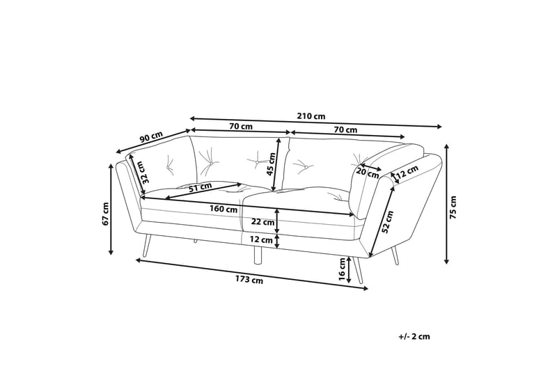 Lenvik 3-seters Sofa - Fløyel/Blå - Møbler - Sofaer - Sofa 3 seter