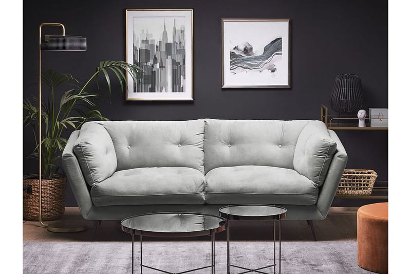 Lenvik 3-seters Sofa - Fløyel/Grå - Møbler - Sofaer - Sofa 3 seter