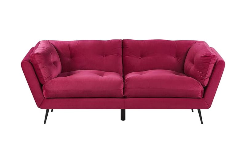 Lenvik 3-seters Sofa - Fløyel/Vinrød - Møbler - Sofaer - Sofa 3 seter