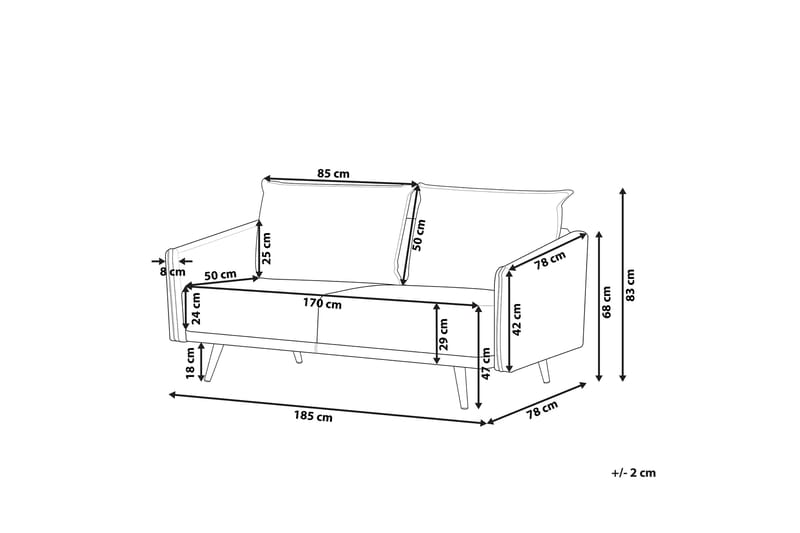 Maurana 3-seters Sofa - Fløyel/Grå - Møbler - Sofaer - Sofa 3 seter