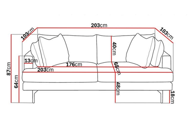 Menard 3-seter Sofa - Grå - Møbler - Sofaer - Sofa 3 seter