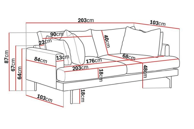 Menard 3-seter Sofa - Grå - Møbler - Sofaer - Sofa 3 seter