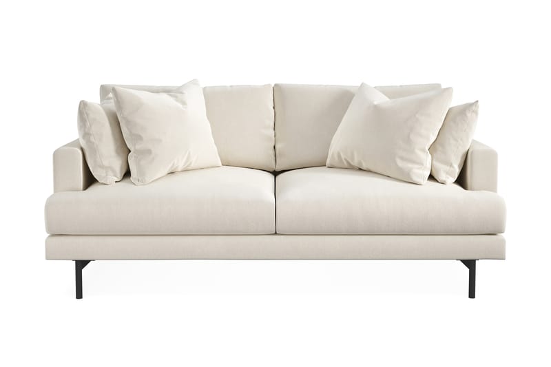 Menard Dyp 3-seters Sofa Fløyel 205 cm bred - Lys Beige / Hvit - Møbler - Sofaer - Sofa 3 seter