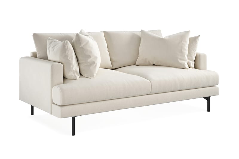 Menard Dyp 3-seters Sofa Fløyel 205 cm bred - Lys Beige / Hvit - Møbler - Sofaer - Sofa 3 seter