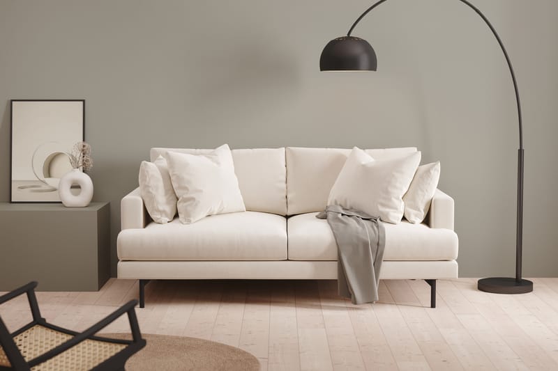 Menard Dyp 3-seters Sofa Fløyel 205 cm bred - Lys Beige / Hvit - Møbler - Sofaer - Sofa 3 seter