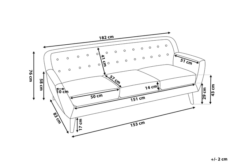 Motala Sofa 3-seter - Blå - Møbler - Sofaer - Sofa 3 seter