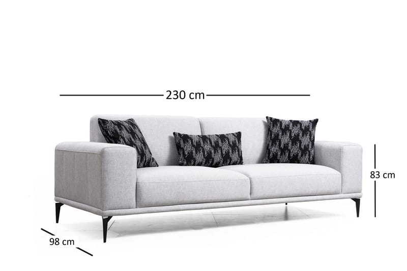 Nikeala 3-seters Sofa - Grå/Svart - Møbler - Sofaer - Sofa 3 seter