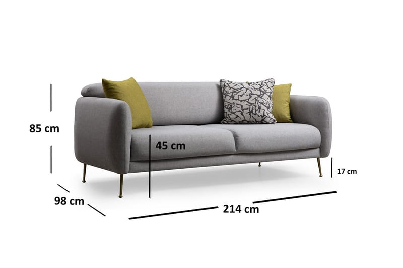 Panchenko 3-Seter Sofa - Grå - Møbler - Sofaer - Sofa 3 seter