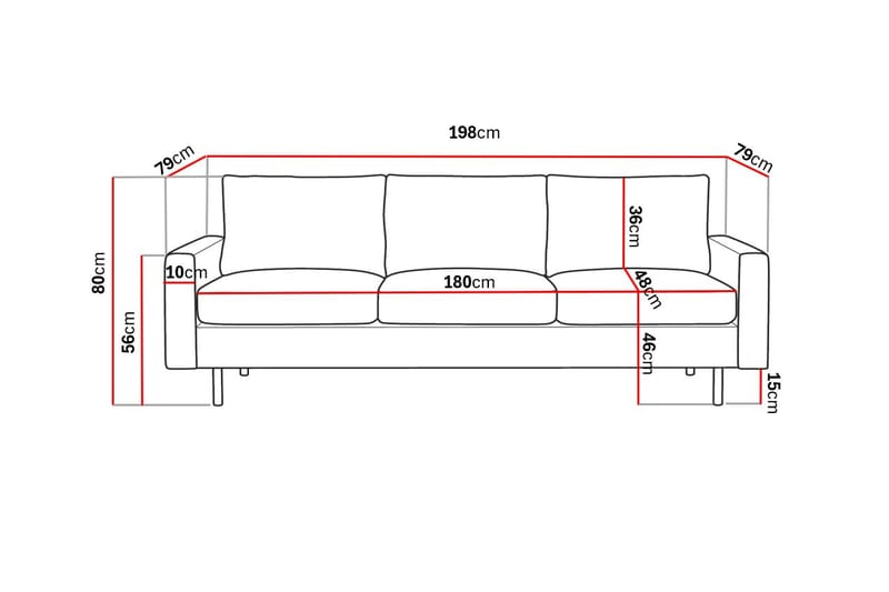 Peppe 3-seters Manchester Sofa 200 cm bred - Beige - Møbler - Sofaer - Sofa 3 seter