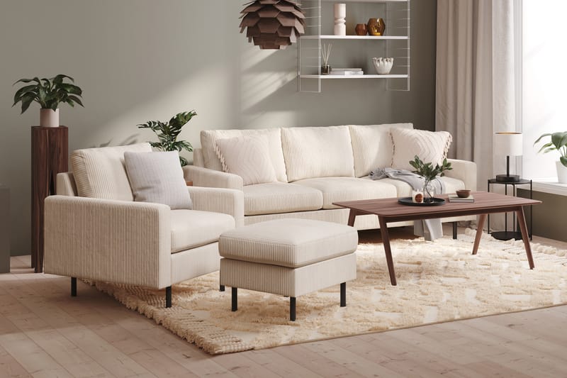 Peppe 3-seters Manchester Sofa 200 cm bred - Beige - Møbler - Sofaer - Sofa 3 seter