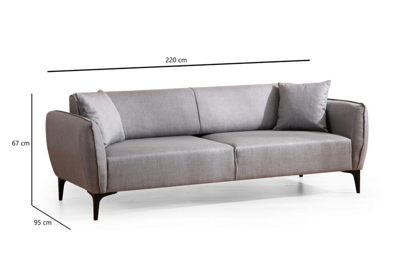 Rossland Sofa 3-seters - Grå - Møbler - Sofaer - Sofa 3 seter