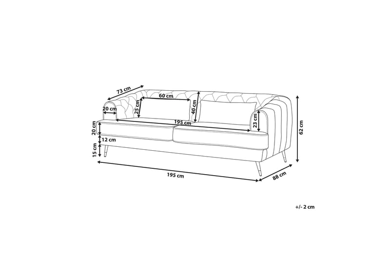 Slettan 3-seters Sofa - Fløyel/Grønn - Møbler - Sofaer - Sofa 3 seter