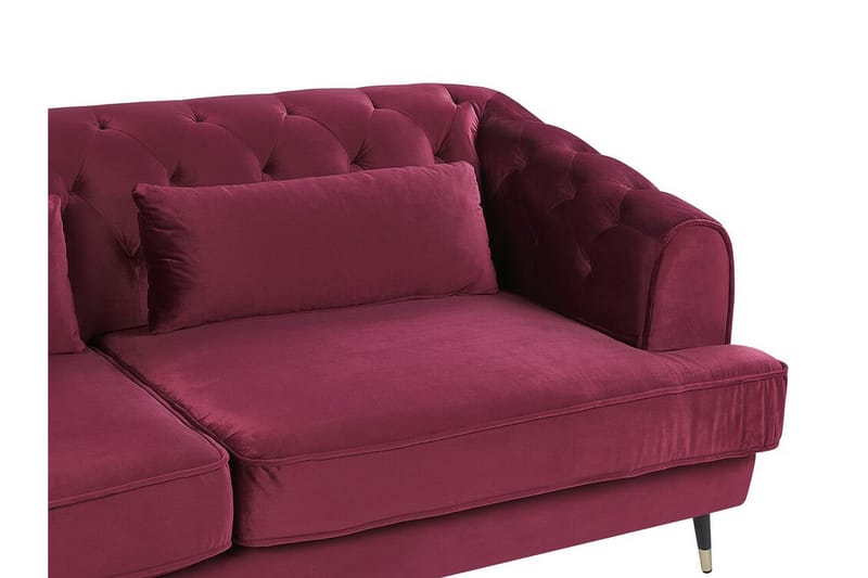 Slettan 3-seters Sofa - Fløyel/Mørkerød - Møbler - Sofaer - Sofa 3 seter