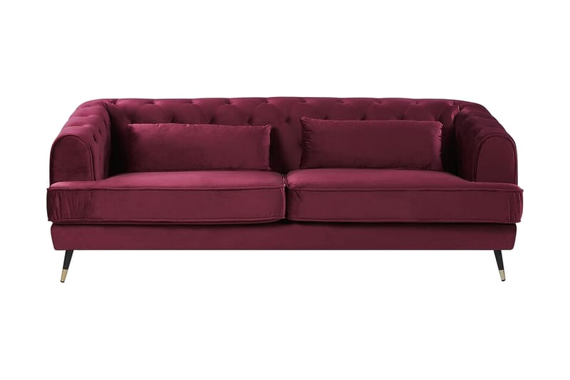 Slettan 3-seters Sofa - Fløyel/Mørkerød - Møbler - Sofaer - Sofa 3 seter