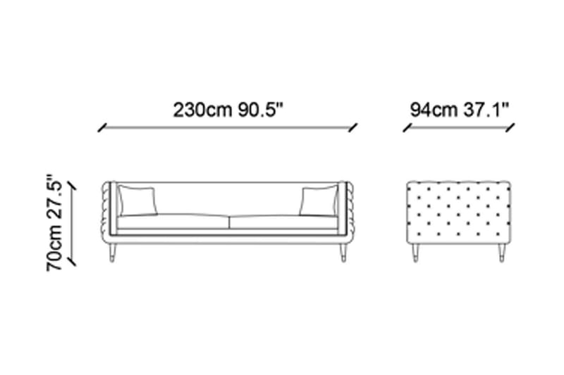 Tahuna Sofa 3-seters - Krem - Sofa 3 seter