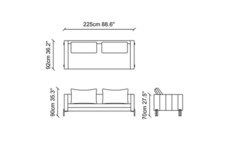 Thornbury Sofa 3-seters - Grå - Møbler - Sofaer - Sofa 3 seter