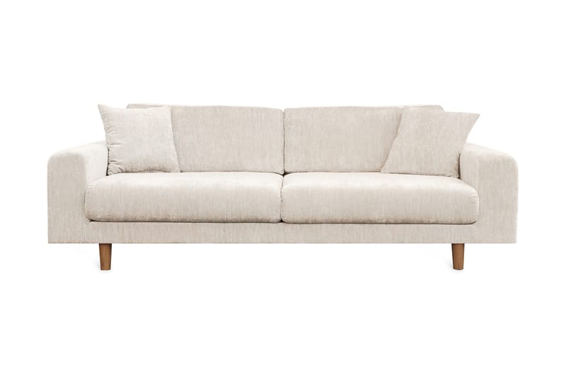 Boel 4-seters Fløyelssofa - Beige/Eik - Møbler - Sofaer - 4 seter sofa