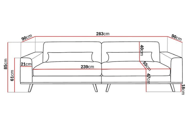 Copenhagen 4-seter Sofa Cordfløyel - Grå - Møbler - Sofaer - 4 seter sofa