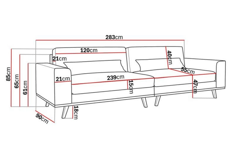 Copenhagen 4-seter Sofa Cordfløyel - Grå - Møbler - Sofaer - 4 seter sofa