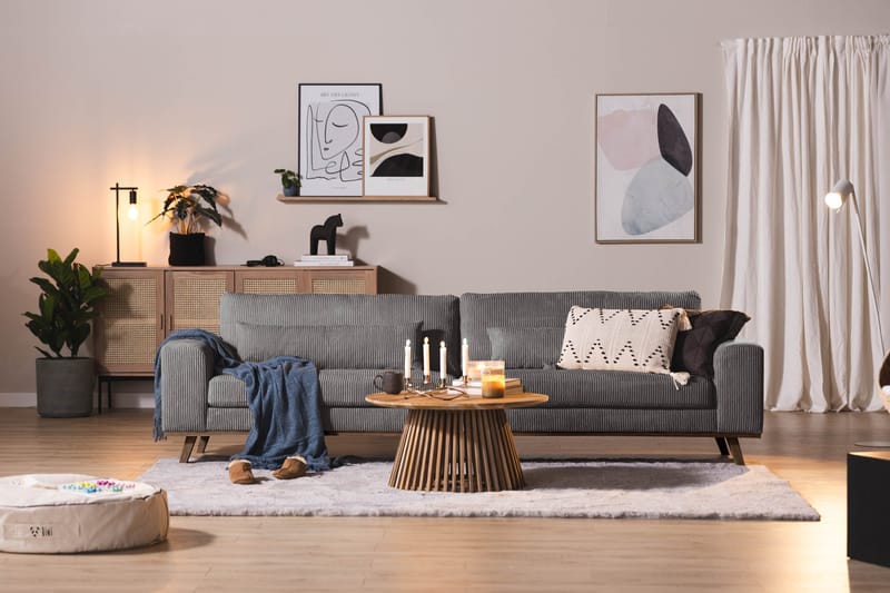 Copenhagen 4-seter Sofa Cordfløyel - Grå - 4 seter sofa