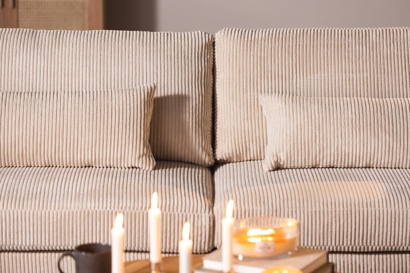 Copenhagen 4-seters Cordfløyelsofa - Beige - 4 seter sofa