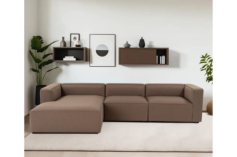 Abbas 4-seters Sofa med Divan - Brun - Møbler - Sofaer - Sofa med sjeselong