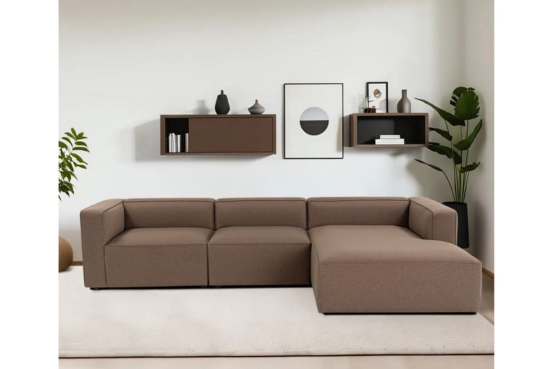 Abbas 4-seters Sofa med Divan - Brun - Møbler - Sofaer - Sofa med sjeselong