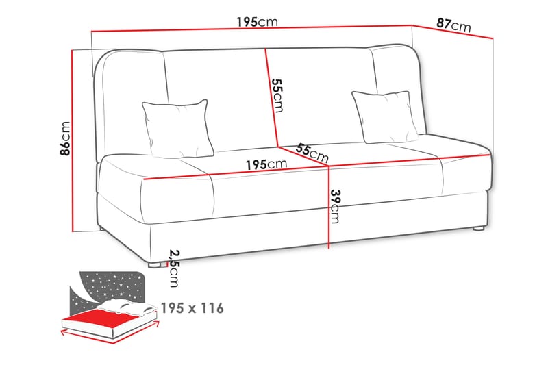 Abron Sofa 3-seter - Kobber/Brun - Møbler - Sofaer - Sofa 3 seter