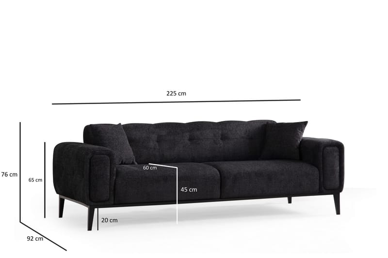 Adelphe 4-seters Sovesofa - Svart - Møbler - Sofaer - Sovesofaer