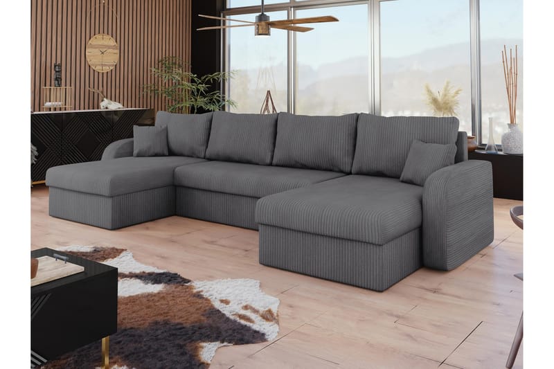 Alvared Sofa Dobbeldivan 4-seter - Mørk grå - Møbler - Sofaer - U-sofa