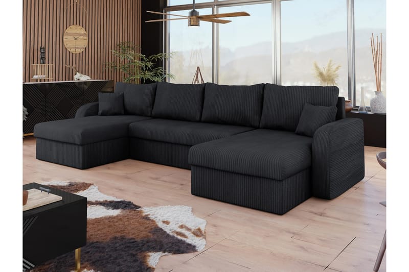 Alvared Sofa Dobbeldivan 4-seter - Svart - Møbler - Sofaer - U-sofa