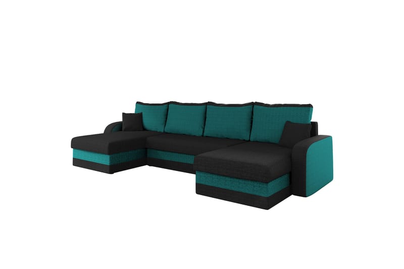 Alvared Sofa Dobbeldivan 4-seter - Svart/Grønn - Møbler - Sofaer - U-sofa