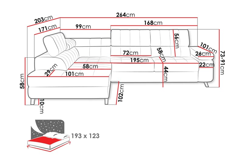 Amshyttan Sofa med Sjeselong 3-seter - Beige - Møbler - Sofaer - Sofa med sjeselong