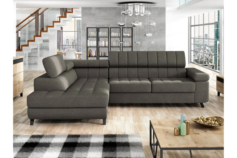 Amshyttan Sofa med Sjeselong 3-seter - Brun - Møbler - Sofaer - Sofa med sjeselong