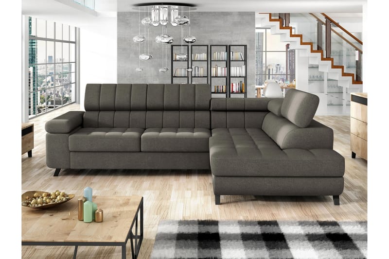 Amshyttan Sofa med Sjeselong 3-seter - Brun - Møbler - Sofaer - Sofa med sjeselong